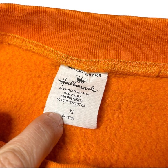 RARE Vintage 90s Hallmark Black Cat Pumpkin Halloween Sweatshirt USA XL - Picture 9 of 14